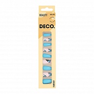 Набор накладных ногтей с клеевыми стикерами `DECO.` FANTASY blue butterflies (24 шт + клеевые стикеры 24 шт)