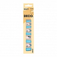 Набор накладных ногтей с клеевыми стикерами `DECO.` FANTASY blue butterflies (24 шт + клеевые стикеры 24 шт)