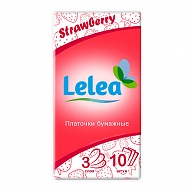 Платочки носовые `LELEA` 3-х слойные Клубника 10 шт