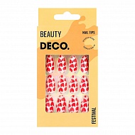 Набор накладных ногтей с клеевыми стикерами `DECO.` FESTIVAL hearts (24 шт + клеевые стикеры 24 шт)