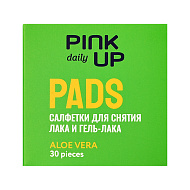 Салфетки для снятия лака и гель-лака `PINK UP` `DAILY` алое вера 30 шт