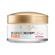 Крем для лица `LOREAL` `ВОЗРАСТ ЭКСПЕРТ` лифтинг-уход против морщин SPF-20 45+ (про-ретинол и масло камелии) 50 мл