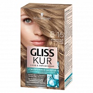 Краска для волос `GLISS KUR` с гиалуроновой кислотой тон 8-16 (Натуральный пепельно-русый)