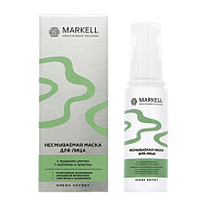 Маска для лица `MARKELL` GREEN SECRET ночная несмываемая с муцином улитки, коллагеном и эластином (омоложение) 50 мл