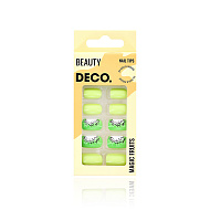 Набор накладных ногтей с клеевыми стикерами `DECO.` MAGIC FRUITS kiwi (24 + клеевые стикеры 24 шт)