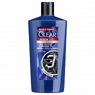 Шампунь для волос `CLEAR` `MEN` ЧИСТОТА И СВЕЖЕСТЬ 3в1 с активированным углем (против перхоти) 610 мл