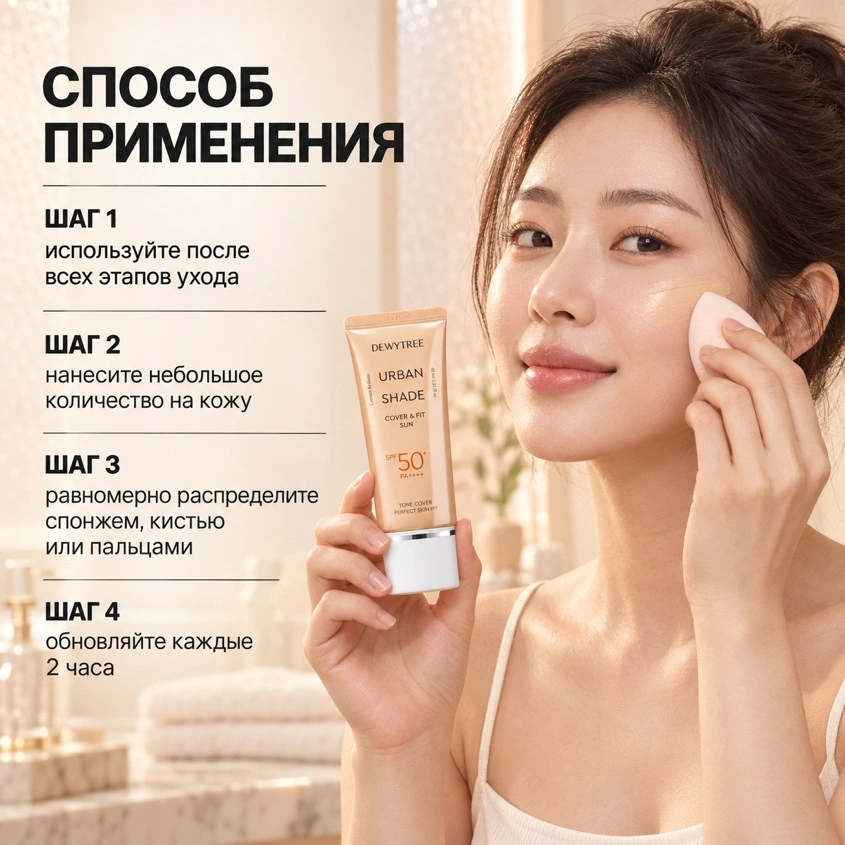 Крем для лица `DEWYTREE` URBAN SHADE солнцезащитный SPF50+ (тонирующий) 40 мл