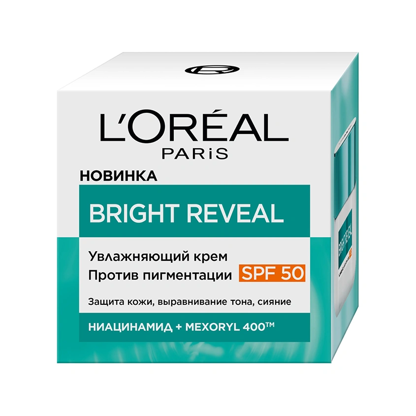 Крем для лица `LOREAL` BRIGHT REVEAL SPF-50 ниацинамид + mexoryl 400 (против пигментации увлажняющий) 50 мл