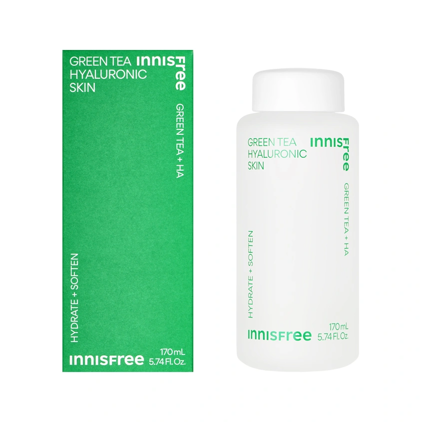 Тонер для лица `INNISFREE` гиалуроновый на основе семян зелёного чая 170 мл