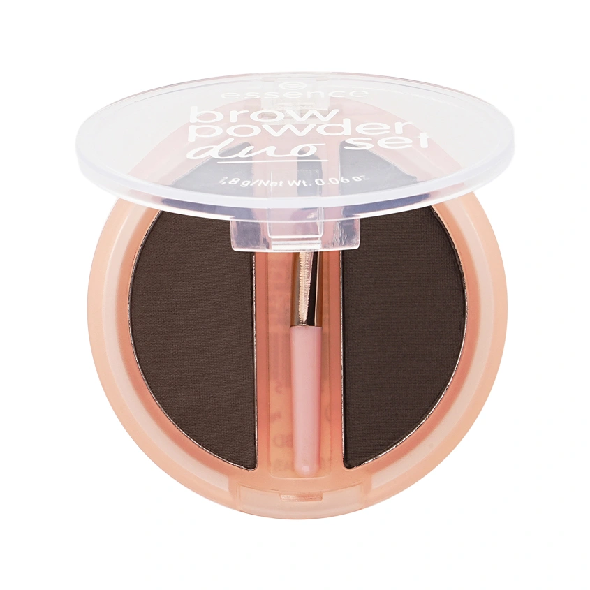 Набор для бровей `ESSENCE` BROW POWDER DUO SET с кисточкой тон 03 Dark