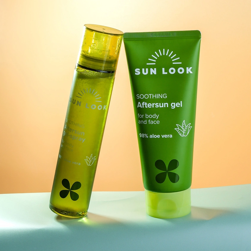 Гель-спрей для лица и тела `SUN LOOK` успокаивающий с алоэ после загара 118 мл