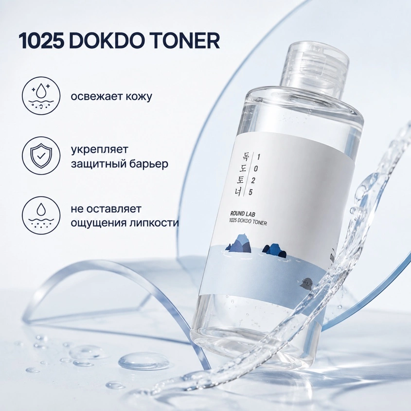 Тонер для лица `ROUND LAB` 1025 DOKDO отшелушивающий с морской водой 200 мл