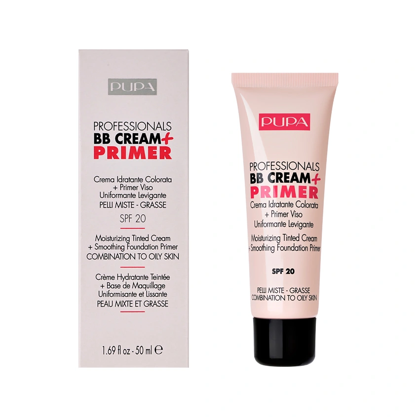 Крем тональный для лица `PUPA` BB CREAM & PRIMER матирующий для жирной кожи тон 002 Sand