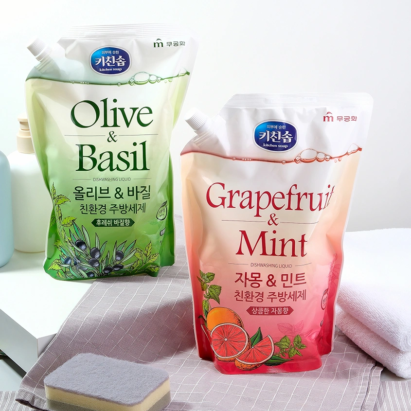 Средство для мытья посуды `MUKUNGHWA` Olive & basil дой-пак 1,2 л