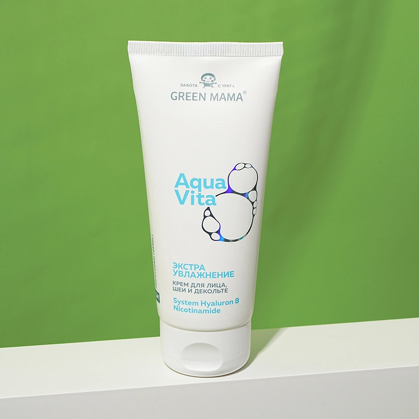 Крем для лица, шеи и декольте `GREEN MAMA` `AQUA VITA` экстра увлажнение 100 мл