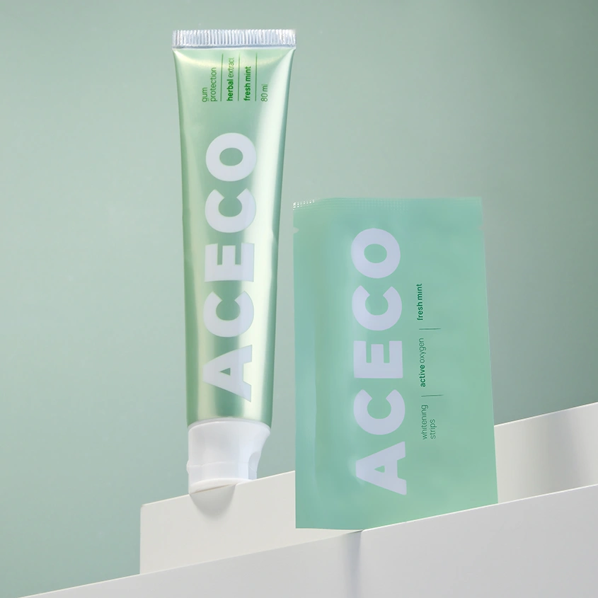Полоски для зубов отбеливающие `ACECO` мятные 1 пара
