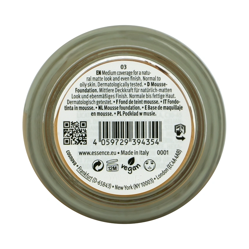 Мусс тональный для лица `ESSENCE` NATURAL MATTE MOUSSE FOUNDATION тон 03