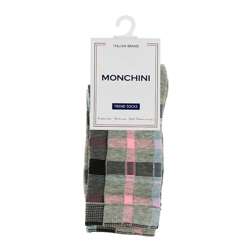 Носки женские `MONCHINI` серая клетка (38-40)