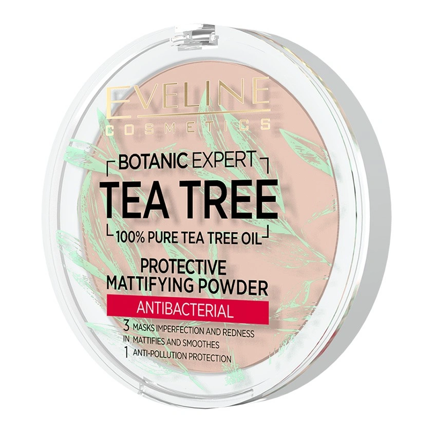 Пудра компактная для лица `EVELINE` BOTANIC EXPERT 3 в 1 антибактериальная матирующая тон 002 ivory