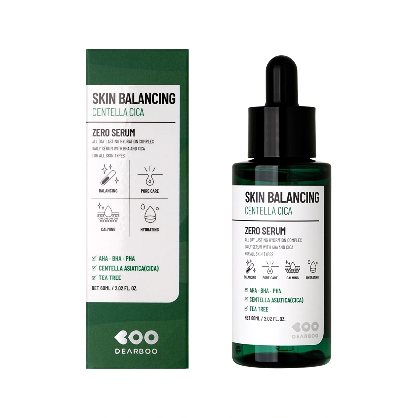 Сыворотка для лица `DEARBOO` SKIN BALANCING с AHA, BHA и PHA-кислотами, экстрактом центеллы и чайного дерева 60 мл