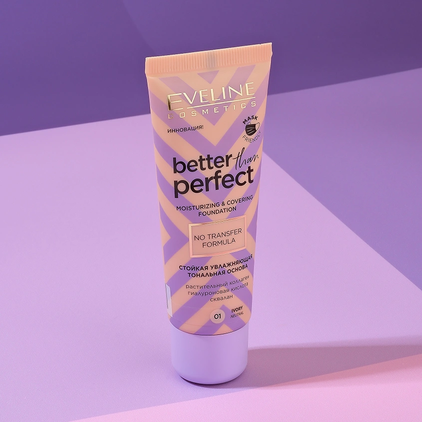Основа тональная для лица `EVELINE` BETTER THAN PERFECT тон 01 ivory