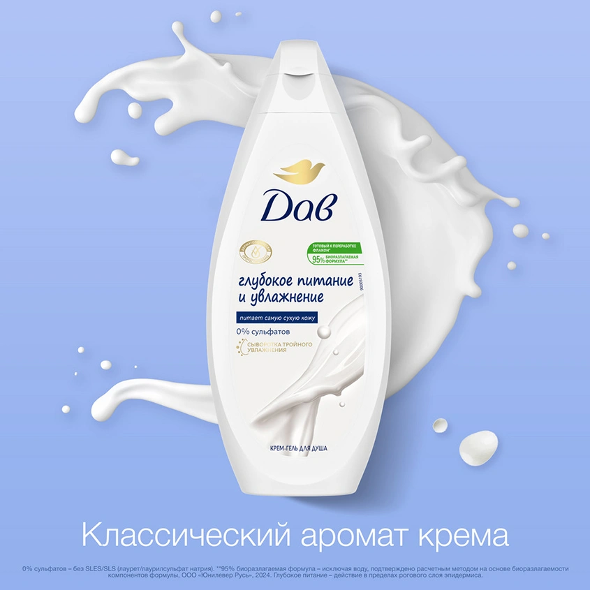 Крем-гель для душа `ДАВ` Глубокое питание и увлажнение 250 мл