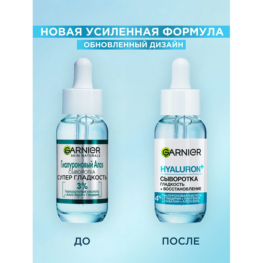 Гиалуроновая сыворотка для лица `GARNIER` `SKIN NATURALS` HYALURON+ Супергладкость 30 мл