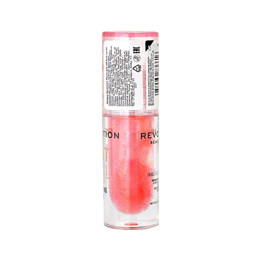 Масло для губ `REVOLUTION` POUT LIP OIL ухаживающее с фруктовым ароматом тон Glam pink shimmer