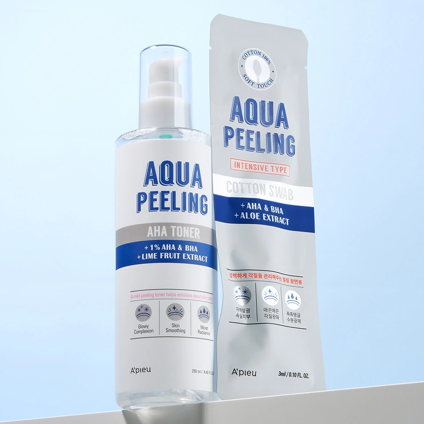 Тонер для лица `A`PIEU` AQUA PEELING с AHA и BHA-кислотами и экстрактом лайма 250 мл