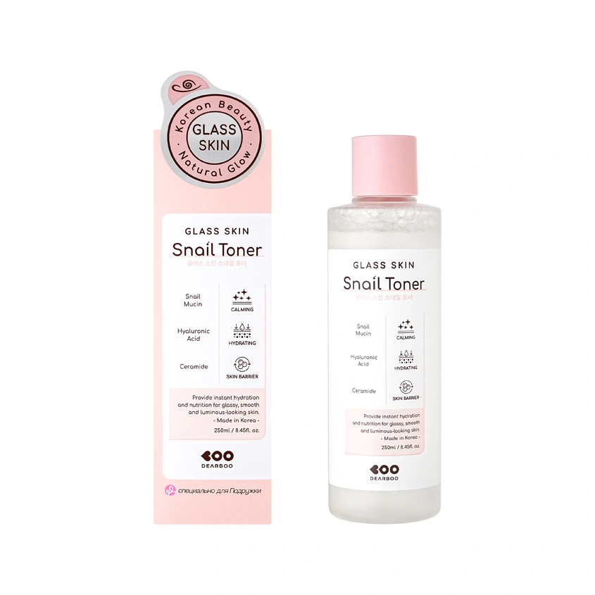 Тонер для лица `DEARBOO` GLASS SKIN с муцином улитки 250 мл