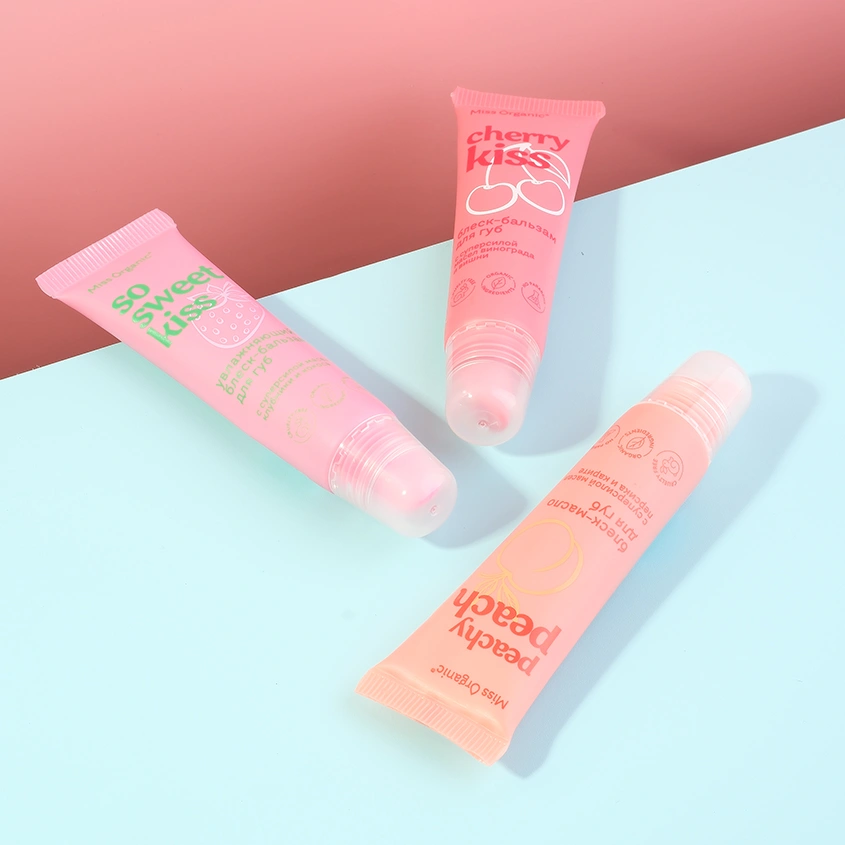 Блеск-бальзам для губ `MISS ORGANIC` Cherry Kiss увлажняющий с виноградом и вишней 10 мл