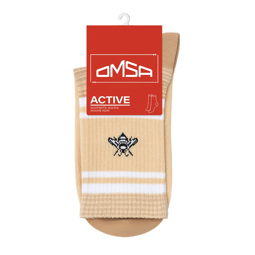 Носки женские `OMSA` ACTIVE BEE с высокой резинкой Beige 39-41