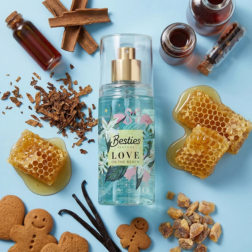 Парфюмированный мист для тела `BESTIES` SHIMMER MIST love on the beach (жен.) 88 мл