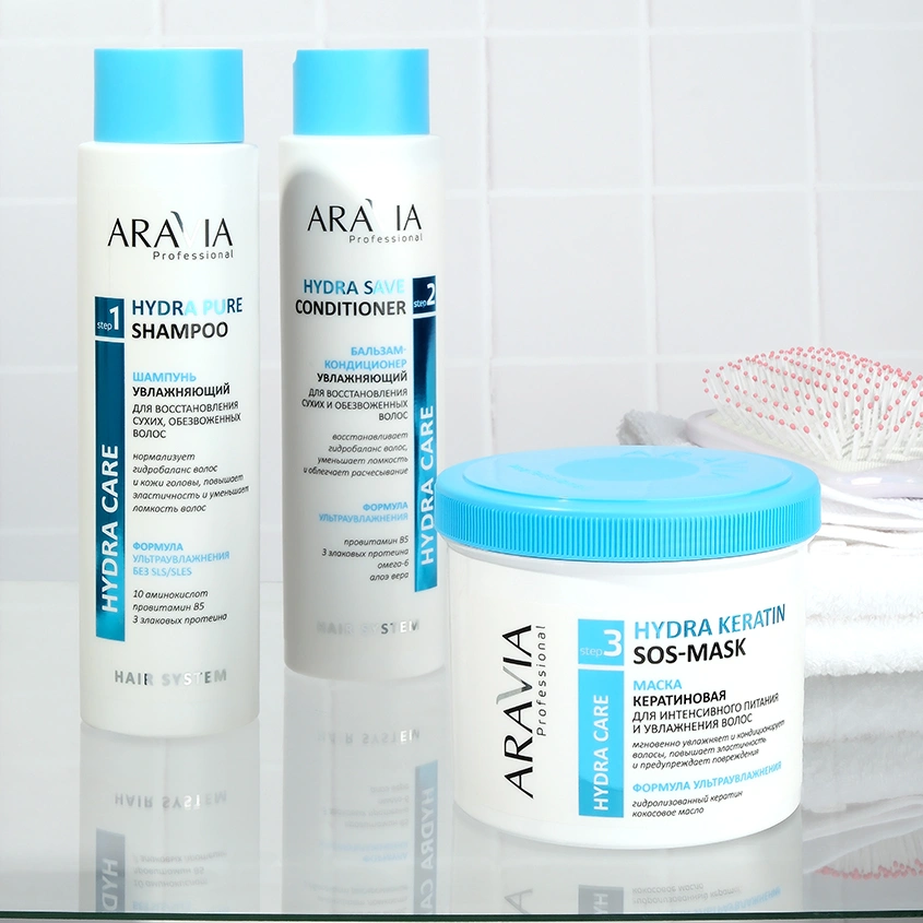Маска для волос `ARAVIA` `PROFESSIONAL` кератиновая (для интенсивного питания и увлажнения волос) 550 мл