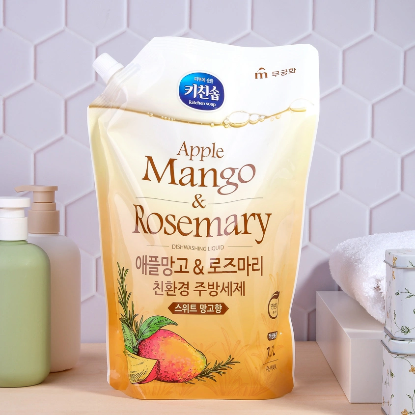 Средство для мытья посуды `MUKUNGHWA` Apple mango & rosemary дой-пак 1,2 л
