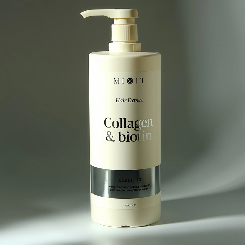 Шампунь для волос `MIXIT` `HAIR EXPERT` COLLAGEN+BIOTIN восстанавливающий 1000 мл
