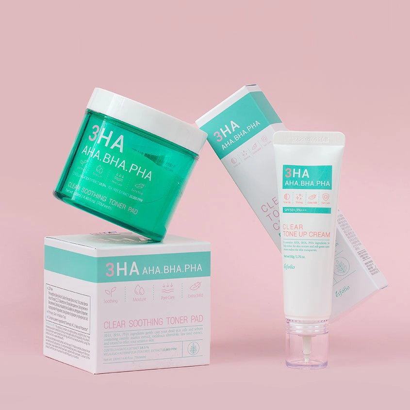 Крем для лица `ESFOLIO` 3HA TONE UP c AHA,BHA и PHA - кислотами SPF-50+ (выравнивающий тон кожи) 50 г