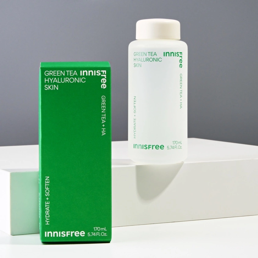 Тонер для лица `INNISFREE` гиалуроновый на основе семян зелёного чая 170 мл