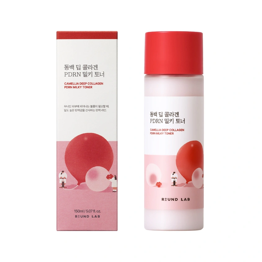 Тонер для лица `ROUND LAB` CAMELLIA DEEP СOLLAGEN молочный с ПДРН и коллагеном для сияния кожи 150 мл