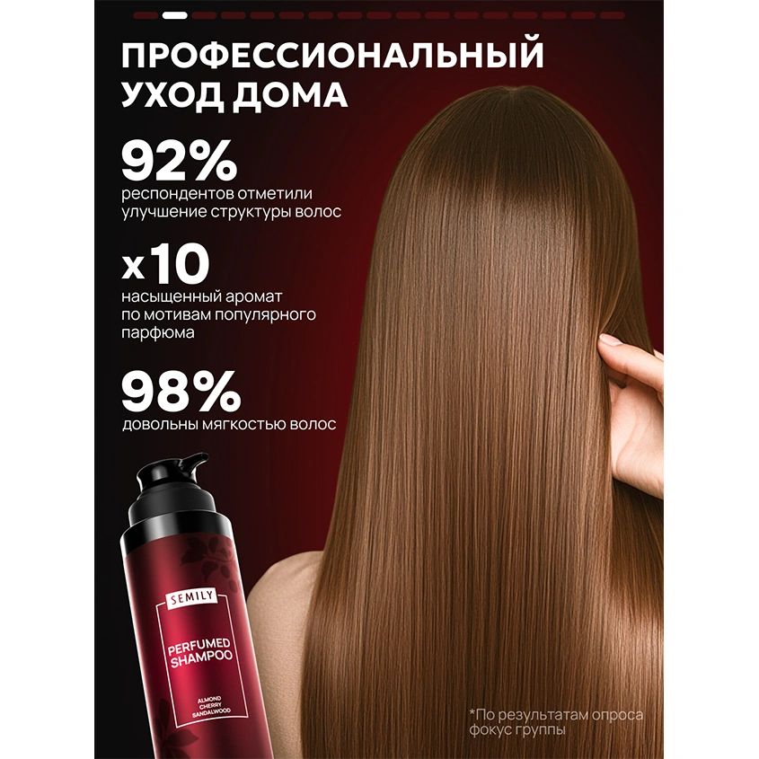 Шампунь для волос `SEMILY` парфюмированный с ароматом миндаля и вишни (восстанавливающий) 400 мл