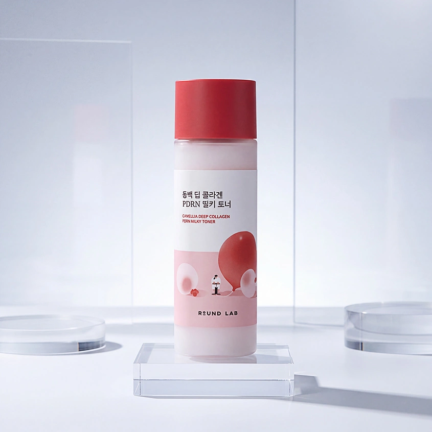 Тонер для лица `ROUND LAB` CAMELLIA DEEP СOLLAGEN молочный с ПДРН и коллагеном для сияния кожи 150 мл