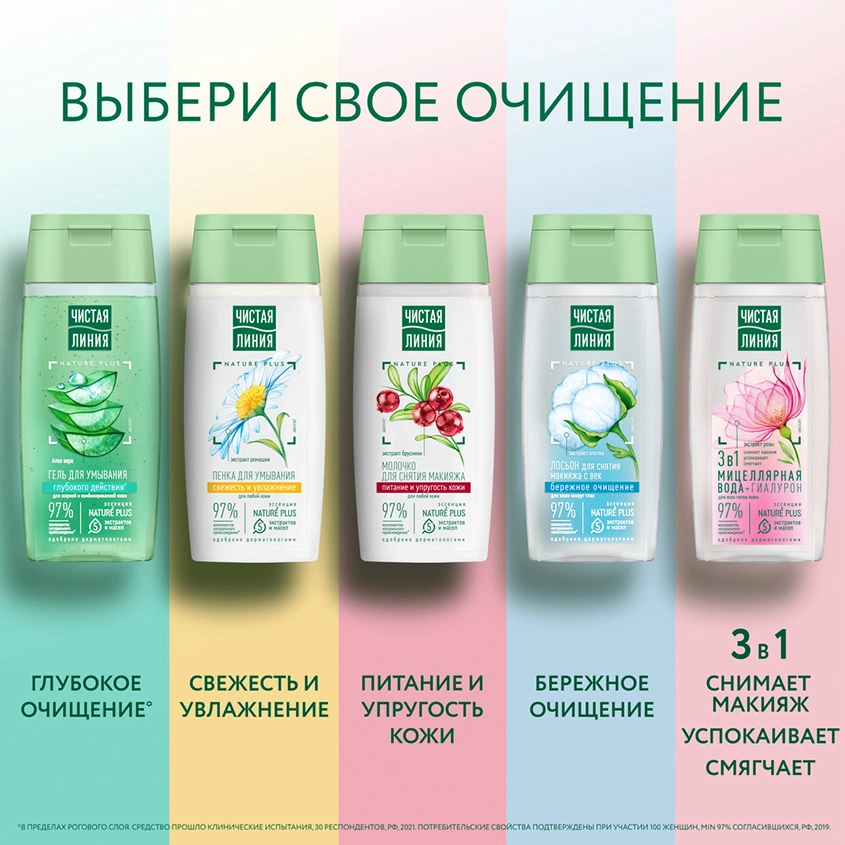 Молочко для снятия макияжа `ЧИСТАЯ ЛИНИЯ` с экстрактом брусники 100 мл