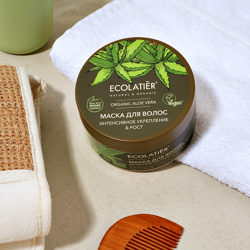 Маска для волос `ECOLATIER` ORGANIC ALOE VERA интенсивное укрепление и рост 250 мл