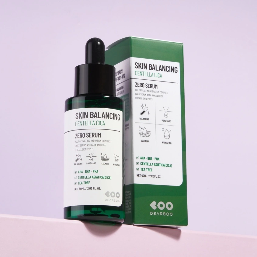 Сыворотка для лица `DEARBOO` SKIN BALANCING с AHA, BHA и PHA-кислотами, экстрактом центеллы и чайного дерева 60 мл