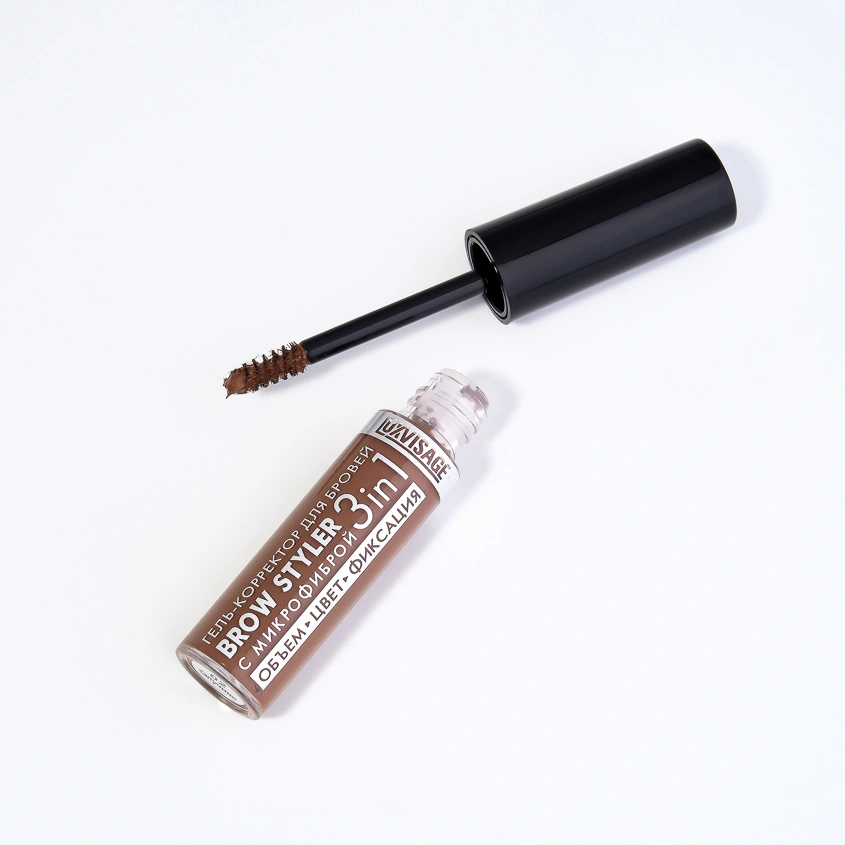 Гель-корректор для бровей `LUXVISAGE` BROW STYLER 3 IN 1 с микрофиброй тон 2 капучино