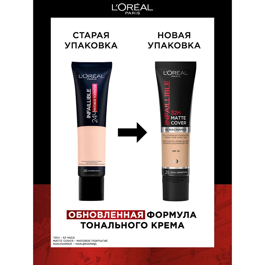 Крем тональный для лица `LOREAL` INFAILLIBLE MATTE 32H тон 155
