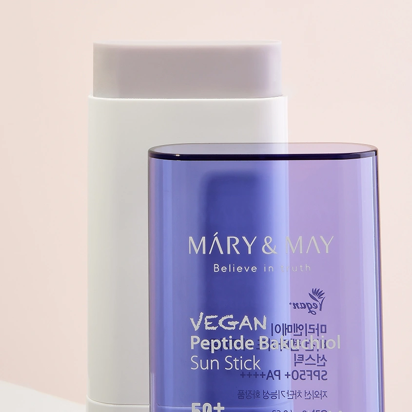 Стик для лица `MARY&MAY` солнцезащитный с бакучиолом и пептидами SPF50+ PA++++ 18 г