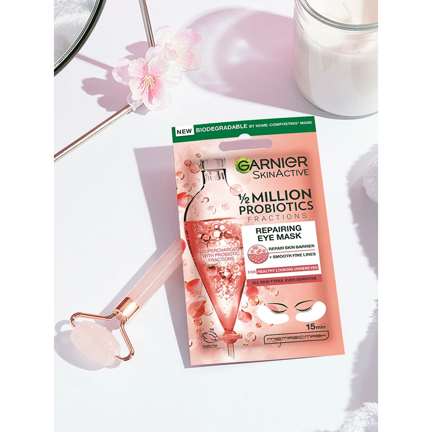 Патчи для глаз `GARNIER` `SKIN NATURALS` тканевые с пробиотиками (восстанавливающие) 6 г